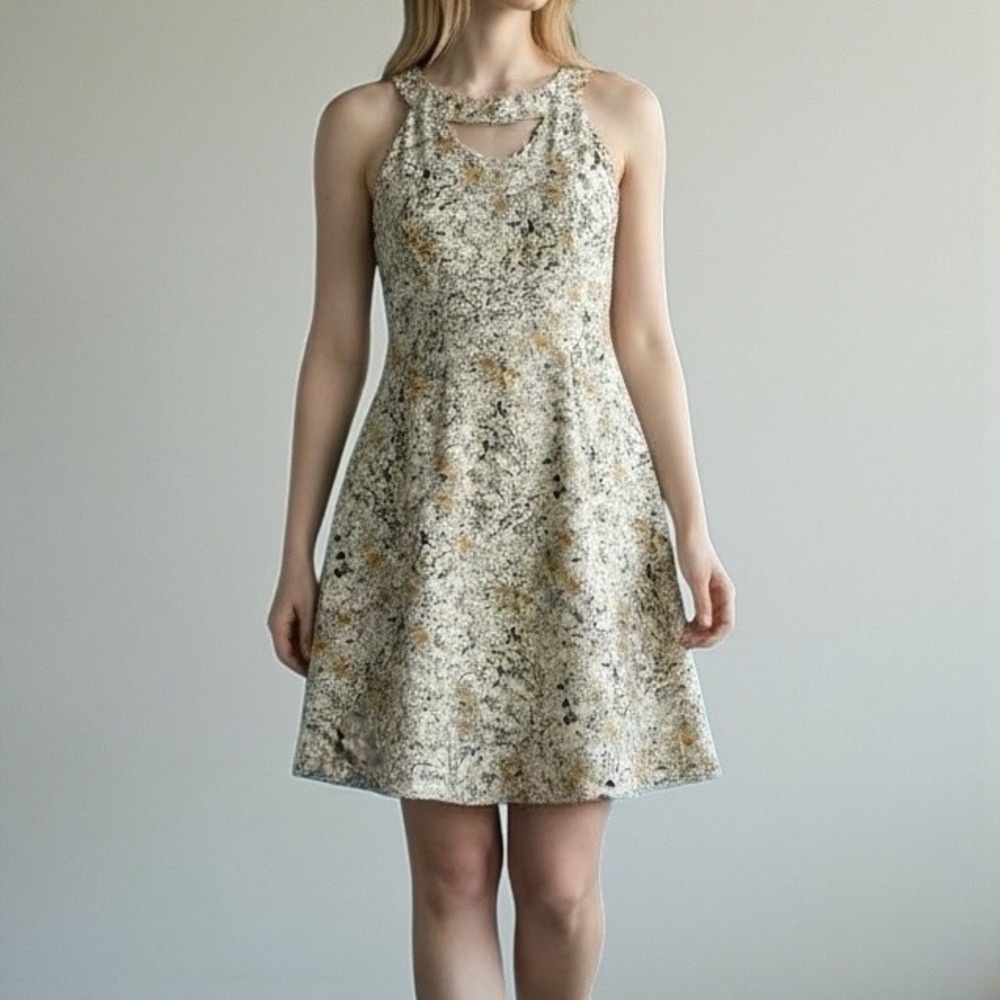 Moulinette Soeurs | Silk Fit & Flare Daisy‎ Floral Dress Size 0 Chic Cottagecore